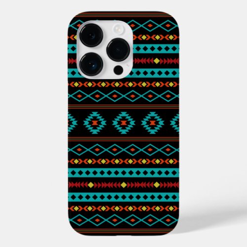 Aztec Teal Reds Yellow Black Mixed Motifs Pattern Case_Mate iPhone 14 Pro Case