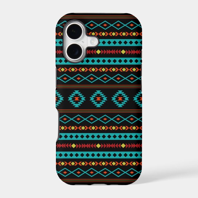 Aztec Teal Reds Yellow Black Mixed Motifs Pattern Case-Mate iPhone Case (Back)