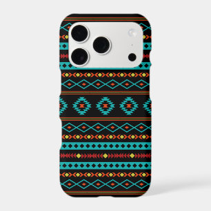 Aztec Teal Reds Yellow Black Mixed Motifs Pattern iPhone 17 Pro Case