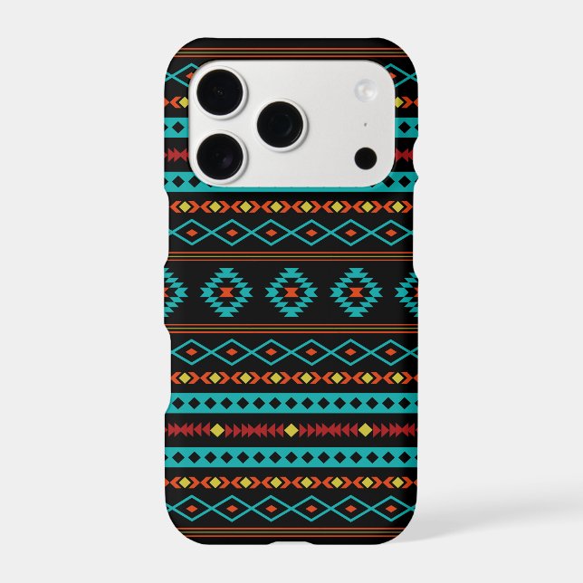 Aztec Teal Reds Yellow Black Mixed Motifs Pattern Case-Mate iPhone Case (Back)