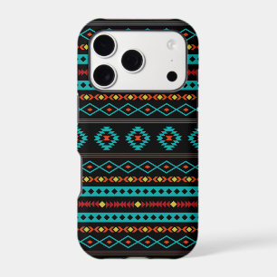 Aztec Teal Reds Yellow Black Mixed Motifs Pattern iPhone 17 Pro Case
