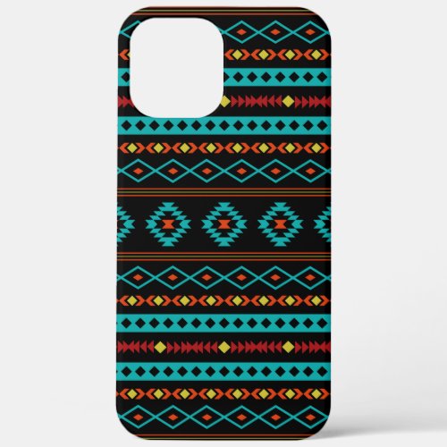 Aztec Teal Reds Yellow Black Mixed Motifs Pattern  iPhone 12 Pro Max Case