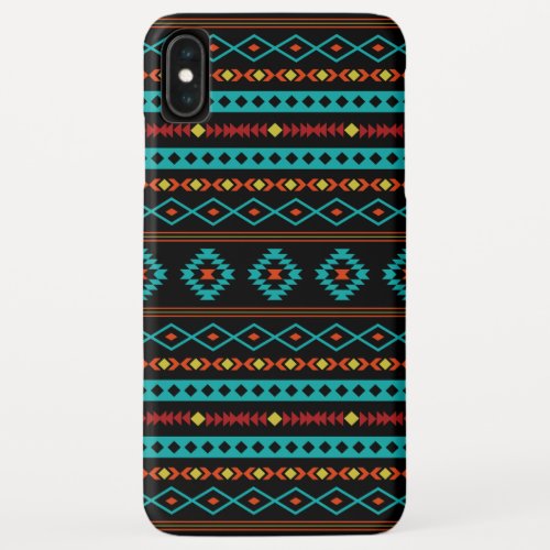 Aztec Teal Reds Yellow Black Mixed Motifs Pattern iPhone XS Max Case