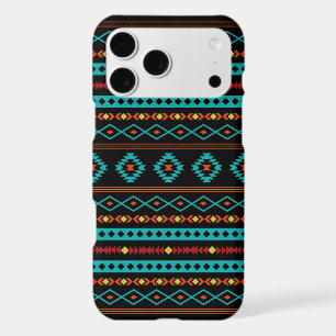 Aztec Teal Reds Yellow Black Mixed Motifs Pattern iPhone 17 Pro Max Case