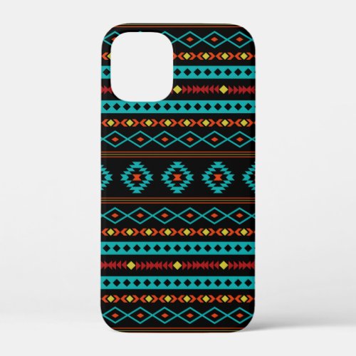 Aztec Teal Reds Yellow Black Mixed Motifs Pattern  iPhone 12 Mini Case