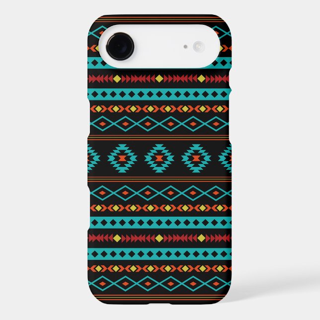 Aztec Teal Reds Yellow Black Mixed Motifs Pattern Case-Mate iPhone Case (Back)