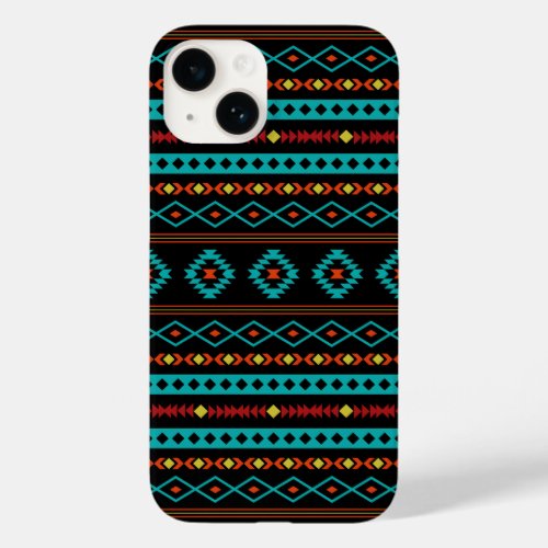 Aztec Teal Reds Yellow Black Mixed Motifs Pattern Case_Mate iPhone 14 Case