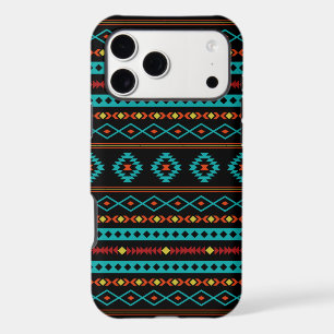 Aztec Teal Reds Yellow Black Mixed Motifs Pattern iPhone 17 Pro Max Case