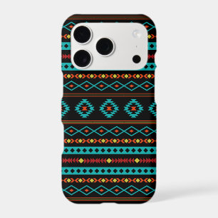 Aztec Teal Reds Yellow Black Mixed Motifs Pattern iPhone 17 Pro Case