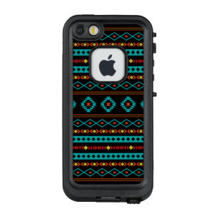 Aztec Teal Reds Yellow Black Mixed Motifs Pattern LifeProof FRĒ iPhone SE/5/5s Case
