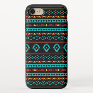 Aztec Teal Reds Yellow Black Mixed Motifs Pattern iPhone 8/7 Slider Case