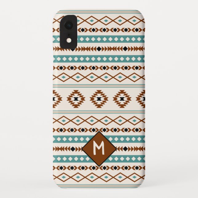 Aztec Teal Ter Blk Cr Mixed Pattern (Personalized) Case-Mate iPhone Case (Back)