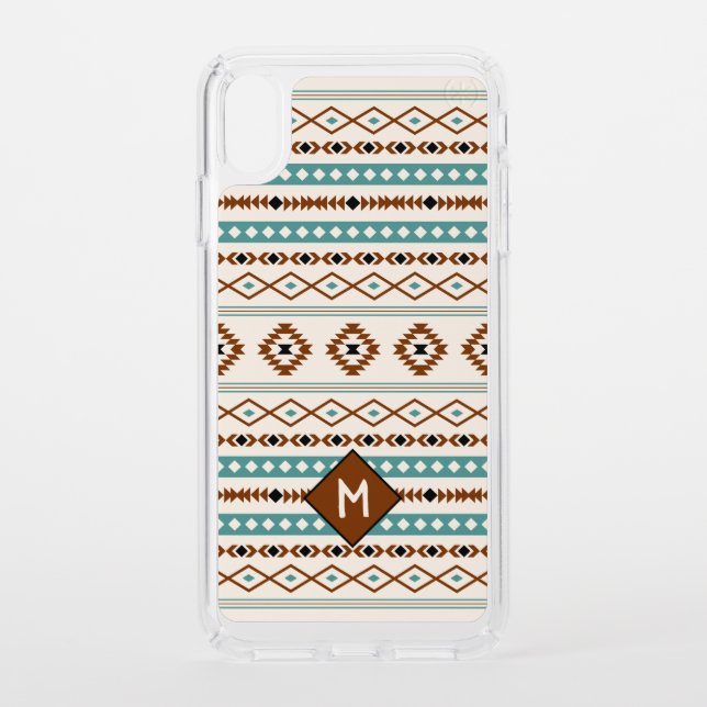 Aztec Teal Ter Blk Cr Mixed Pattern (Personalized) Speck iPhone XS Max Case (Front)