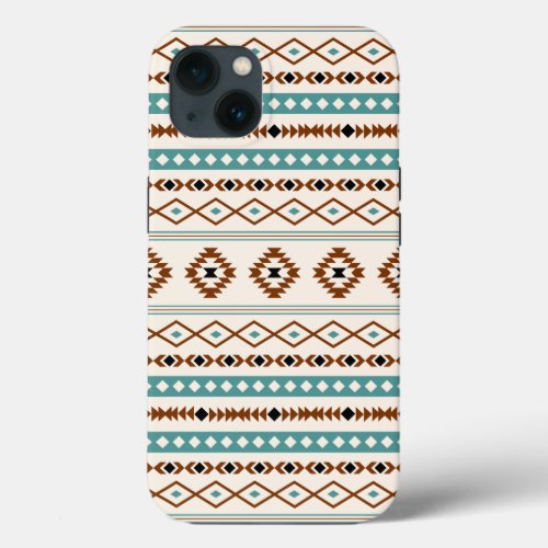Aztec Teal Terracotta Black Cream Mixed Pattern Ca iPhone 13 Case
