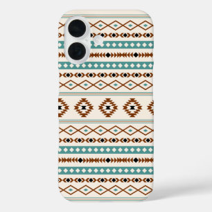 Aztec Teal Terracotta Black Cream Mixed Pattern iPhone 16 Case
