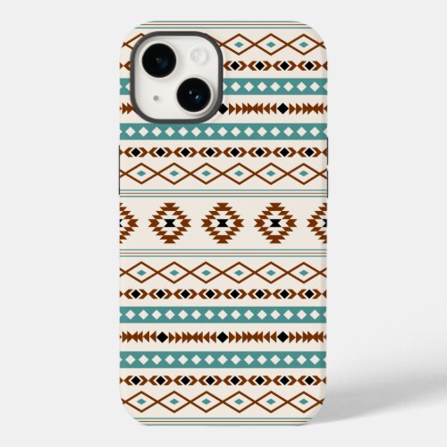 Aztec Teal Terracotta Black Cream Mixed Pattern Case_Mate iPhone 14 Case