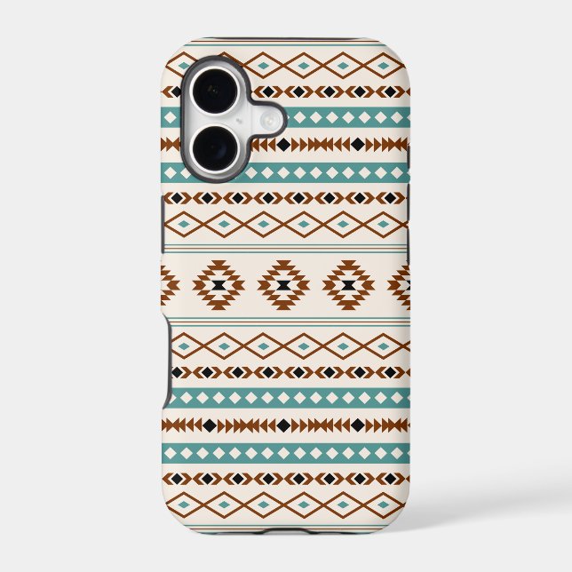 Aztec Teal Terracotta Black Cream Mixed Pattern Case-Mate iPhone Case (Back)