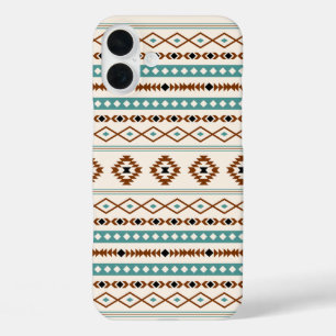 Aztec Teal Terracotta Black Cream Mixed Pattern iPhone 16 Plus Case