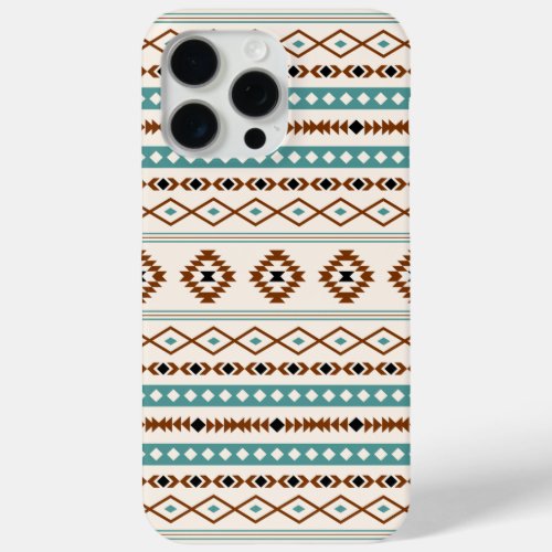 Aztec Teal Terracotta Black Cream Mixed Pattern iPhone 15 Pro Max Case
