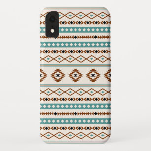 Aztec Teal Terracotta Black Cream Mixed Pattern iPhone XR Case