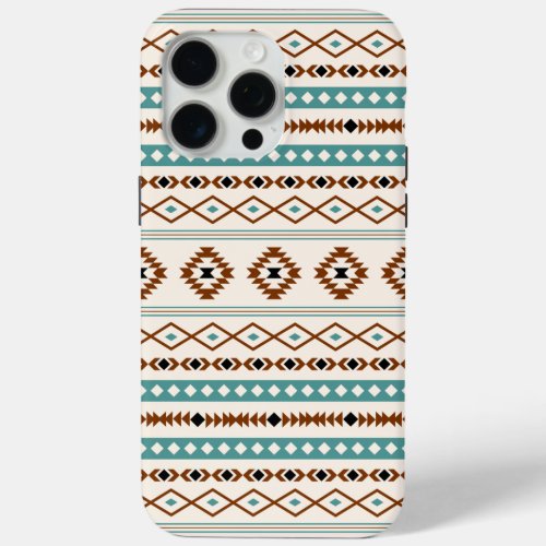 Aztec Teal Terracotta Black Cream Mixed Pattern iPhone 15 Pro Max Case