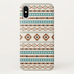 Aztec Teal Terracotta Black Cream Mixed Pattern iPhone X Case