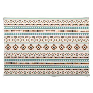 Aztec Teal Terracotta Black Cream Mixed Pattern Cloth Placemat