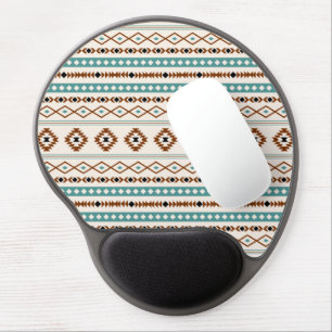 Aztec Teal Terracotta Black Cream Mixed Pattern Gel Mouse Pad