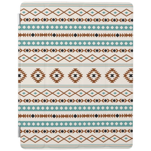 Aztec Teal Terracotta Black Cream Mixed Pattern iPad Smart Cover (Front)