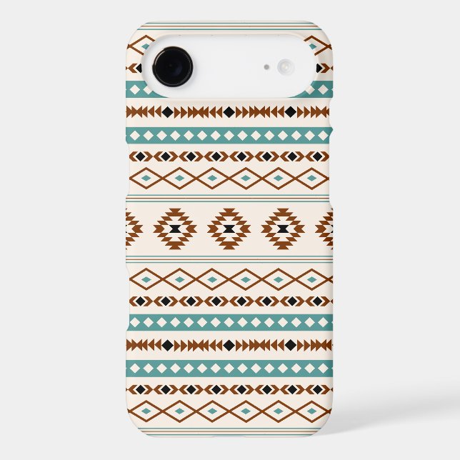Aztec Teal Terracotta Black Cream Mixed Pattern Iphone Case (Back)