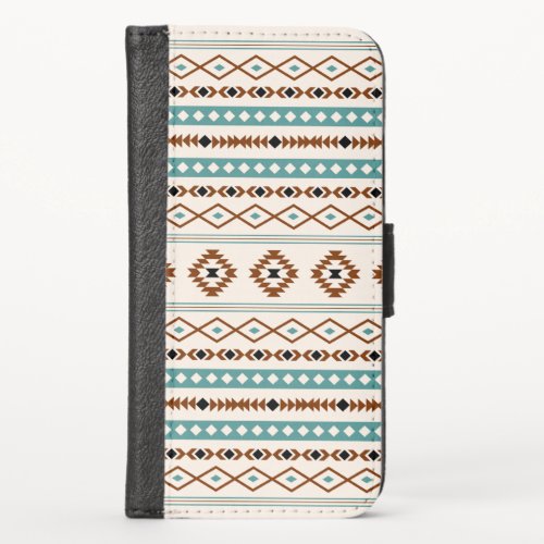 Aztec Teal Terracotta Black Cream Mixed Pattern iPhone X Wallet Case