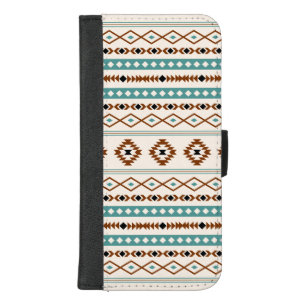 Aztec Teal Terracotta Black Cream Mixed Pattern iPhone 8/7 Plus Wallet Case