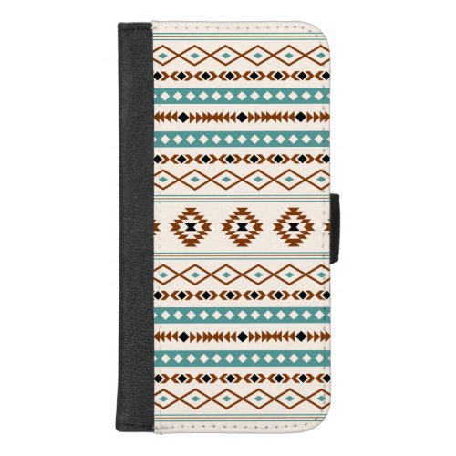 Aztec Teal Terracotta Black Cream Mixed Pattern iPhone 87 Plus Wallet Case
