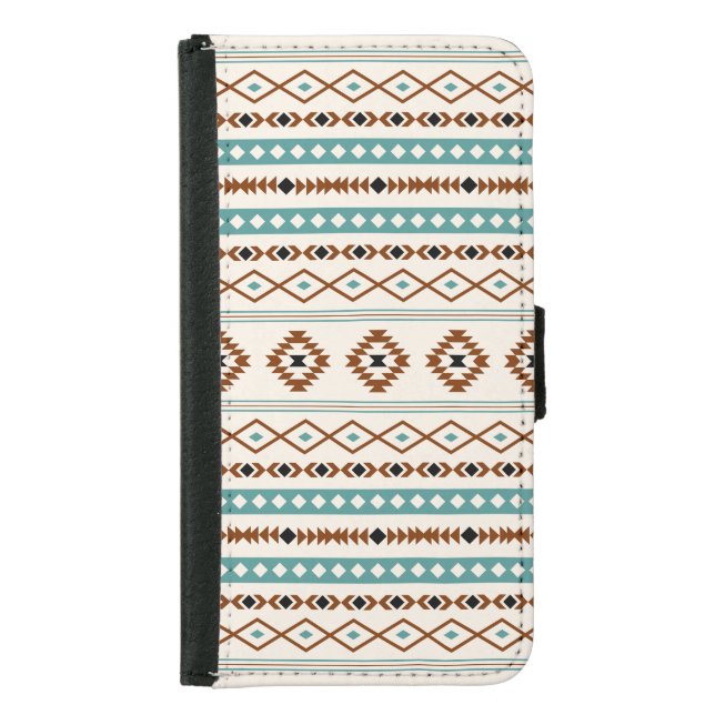 Aztec Teal Terracotta Black Cream Mixed Pattern Samsung Galaxy Wallet Case (Front)