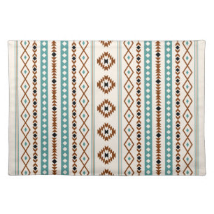 Aztec Teal Terracotta Black Cream Mixed (V)Pattern Cloth Placemat
