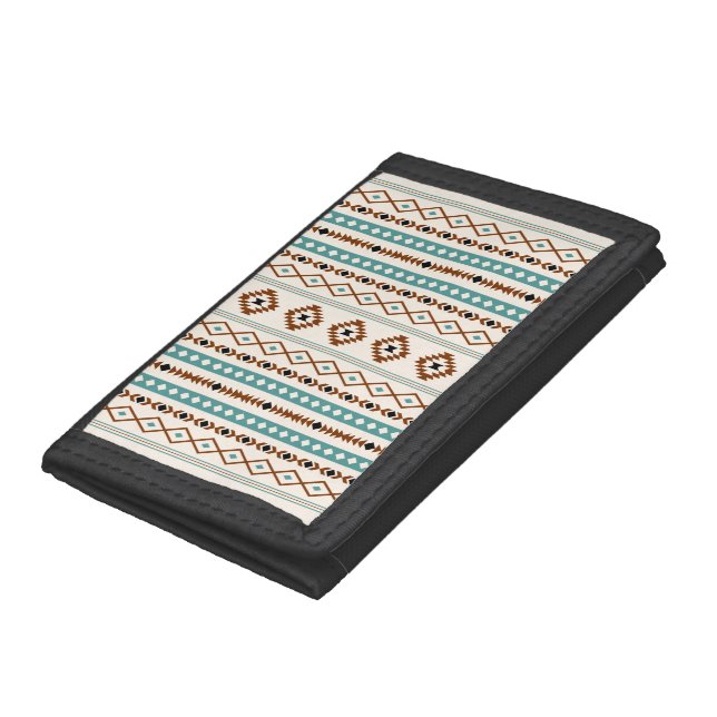 Aztec Teal Terracotta Black Cream Mixed (V)Pattern Trifold Wallet (Bottom)