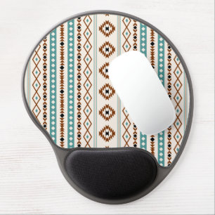 Aztec Teal Terracotta Blk Cr Mix Motif (V) Pattern Gel Mouse Pad