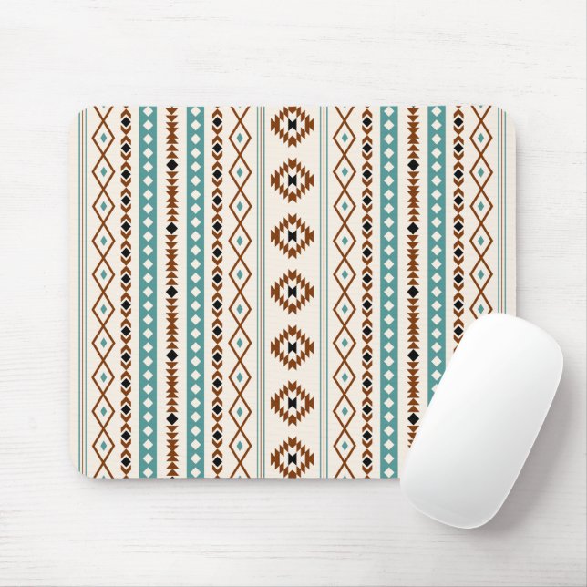 Aztec Teal Terracotta Blk Cr Mix Motif (V) Pattern Mouse Pad (With Mouse)