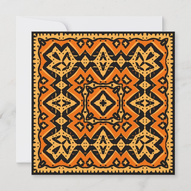 Aztec Terra Cotta Gold Designer Square Note Card (Front)