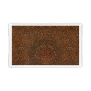 Aztec-themed Organic Brown Pattern Acrylic Tray