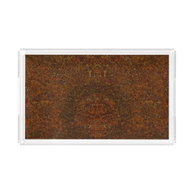 Aztec-themed Organic Brown Pattern Acrylic Tray (Front)