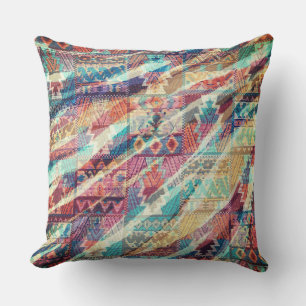 Aztec Tile Multi Colour Light Zebra Stripe Outdoor Pillow