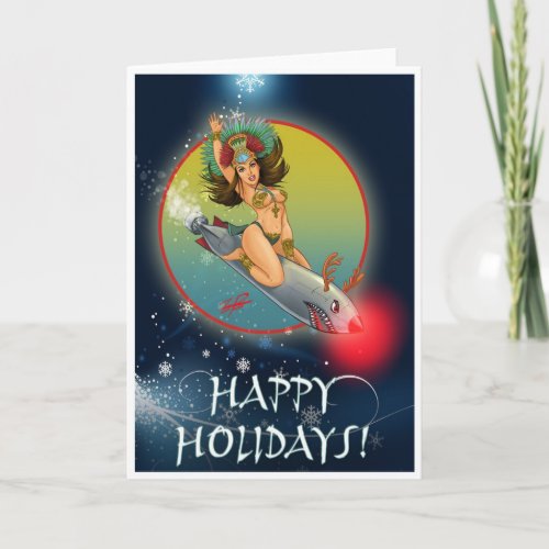 Aztec Torpedo Girl Holiday Card