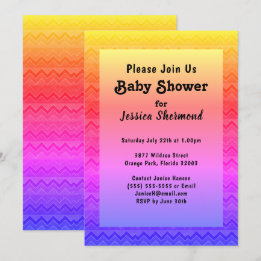 Aztec Tribal Abstract Baby Shower Bright Chevron Invitation