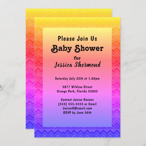 Aztec Tribal Abstract Baby Shower Bright Chevron Invitation