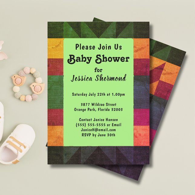 Aztec Tribal Abstract Retro 70's Baby Shower Card (Aztec Tribal Abstract Retro 70's Baby Shower Card)