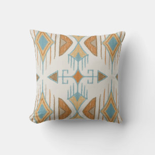 Aztec Tribal Arrows, Turquoise, Rust, Cream Throw Pillow