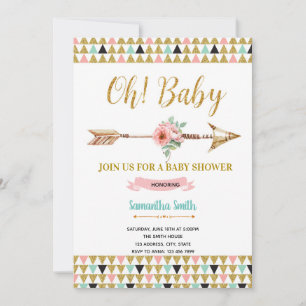 Aztec tribal birthday shower party invitation