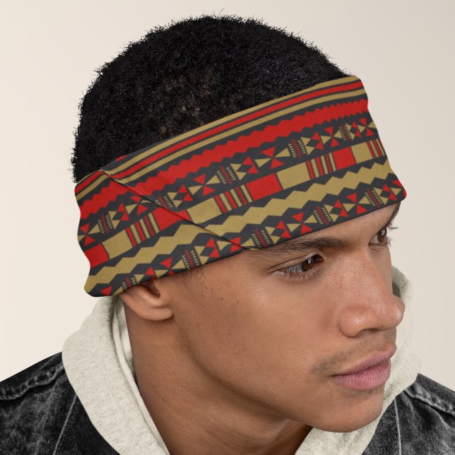 Aztec Tribal Border Tie Headband (awesome street style border in doodle hand drawn from geometrical shapes.)