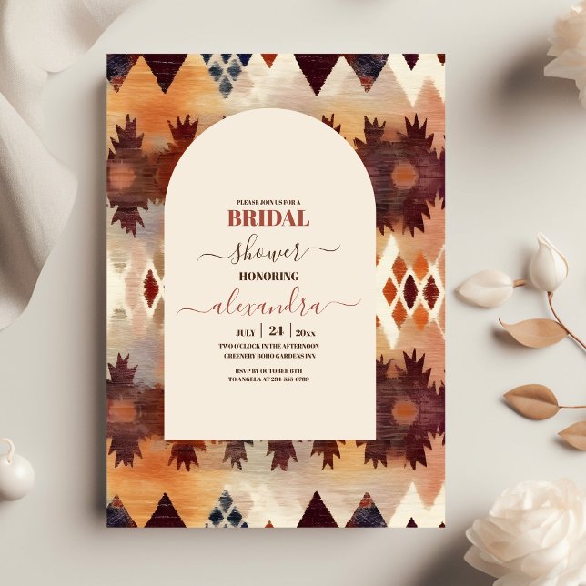 Aztec Tribal Brown Ethnic Western Bridal Shower Invitation (Creator Uploaded)